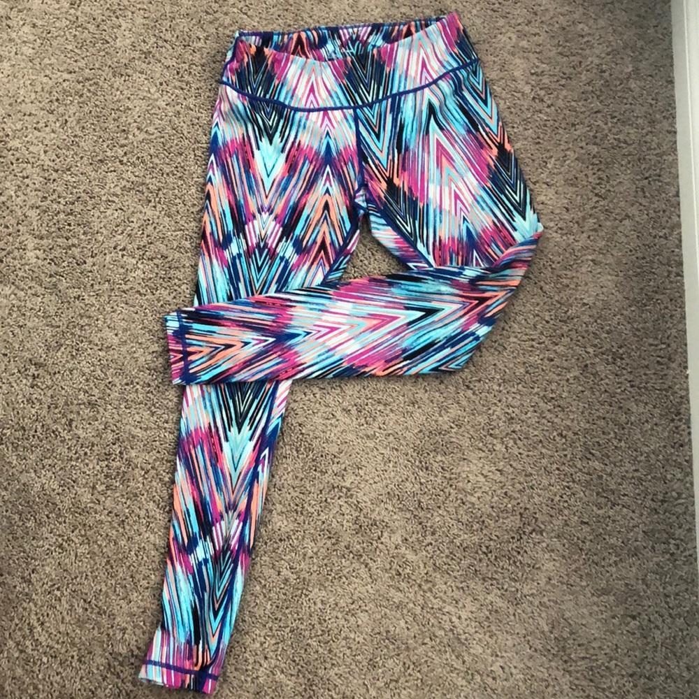 Multi Colored Striped Zella Workout Leggings Sz M